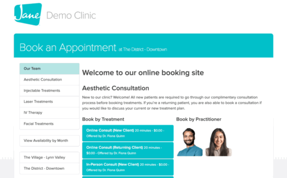 gif of disciplines on online booking site