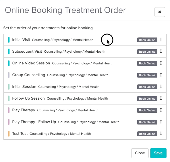 gif of what it looks like to click, hold and drag the treatments into the desired order