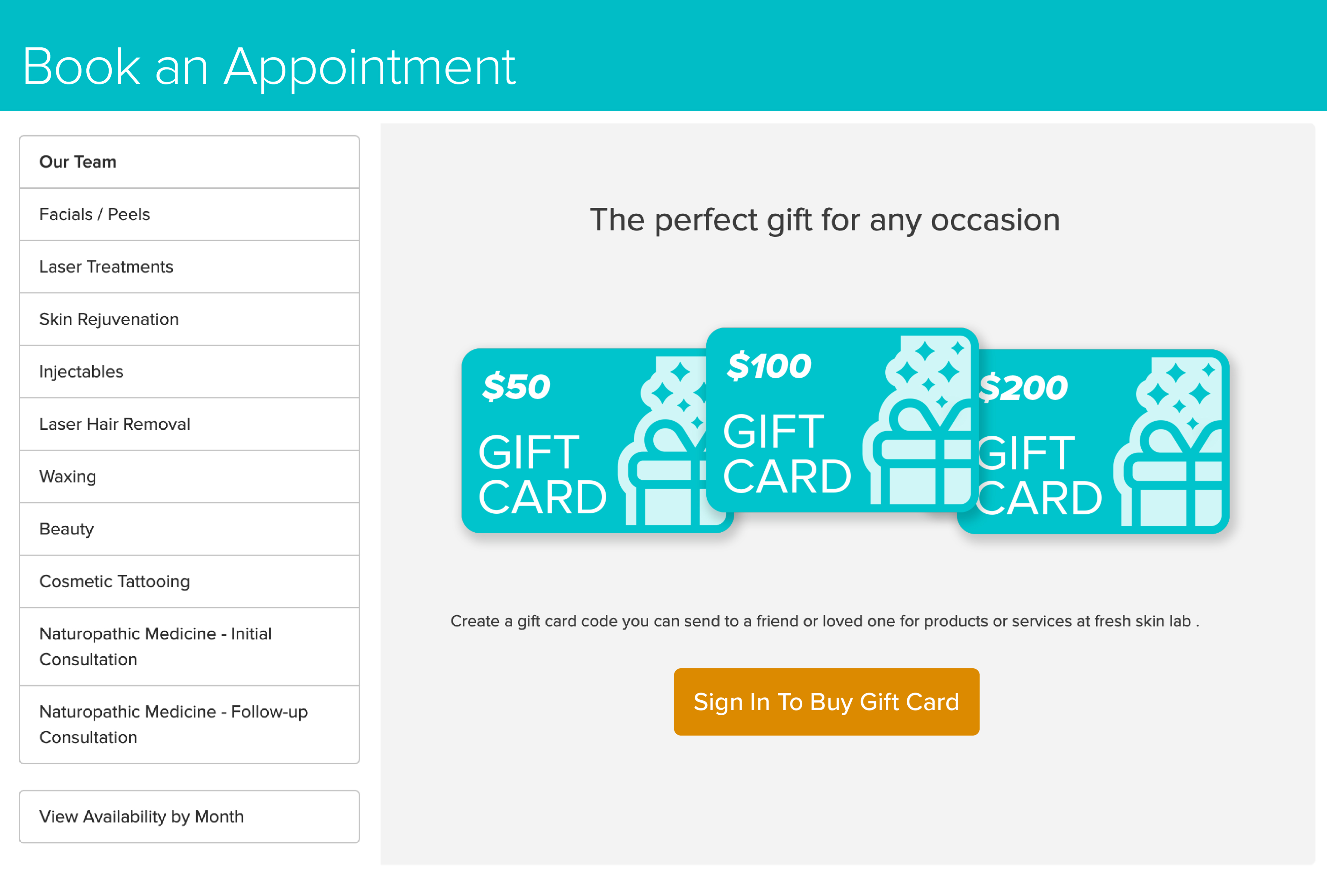 Packages, products, gift cards, & more